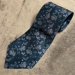 Vintage Rare 1986 Tiffany & Co Men’s Blue White Green Silk Neck Tie